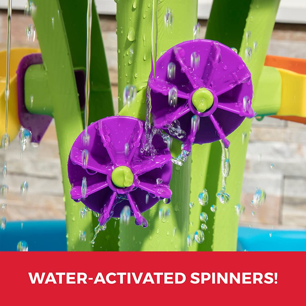 Step2 Summer Showers Splash Tower Water Table for Kids, Outdoor Kids Water Sensory Table, Ages 1.5+ Years Old, 8 Piece Water Toy Accessories, Blue