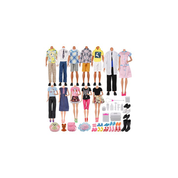 ZTWEDEN 71Pcs Doll Clothes & Accessories for 12 Inch Boy & Girl Dolls - Pet Care Set Includes 25 Wear Clothes, Shirts, Jeans, Suits, Shoes, Pet Doctor