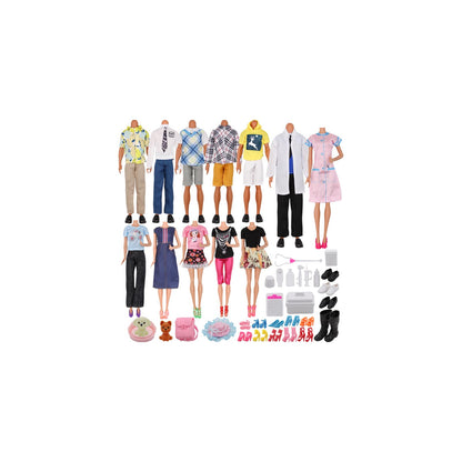 ZTWEDEN 71Pcs Doll Clothes & Accessories for 12 Inch Boy & Girl Dolls - Pet Care Set Includes 25 Wear Clothes, Shirts, Jeans, Suits, Shoes, Pet Doctor
