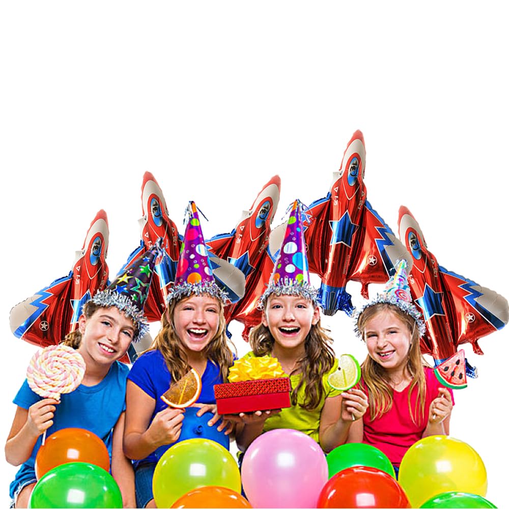 5PCS Airplane Foil Balloons Fighter Jet Airplane Ballons Airplane Shaped for Baby Shower Kids' Boys Birthday Party Supplies Decorations