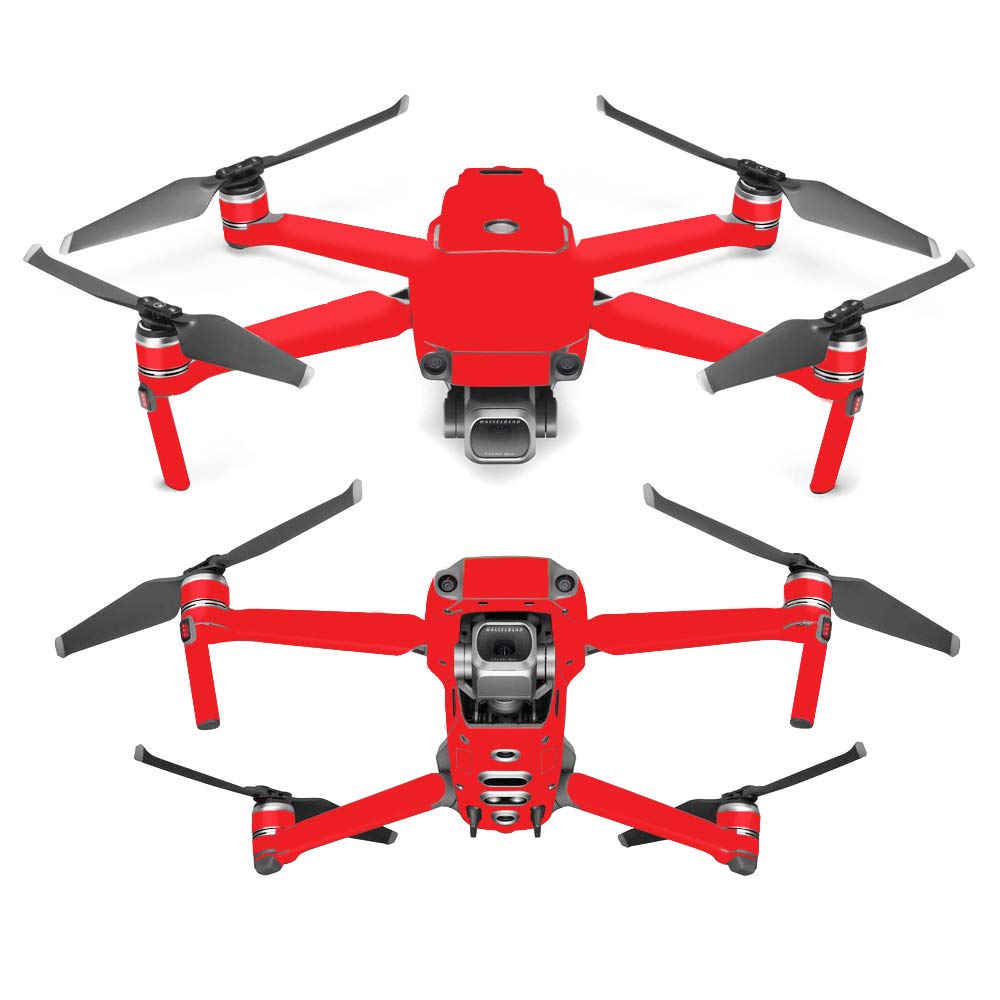 MightySkins Skin Compatible with DJI Mavic 2 Pro or Zoom - Solid Red | Protective, Durable, and Unique Vinyl Decal wrap Cover | Easy to Apply, Remove