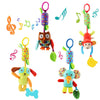 Joyshare 4 PCS Baby Soft Hanging Rattle Crinkle Squeaky Toy - Baby Toys for 0 3 6 9 to 1 Animal Ring Plush Stroller Infant Car Bed Crib Travel