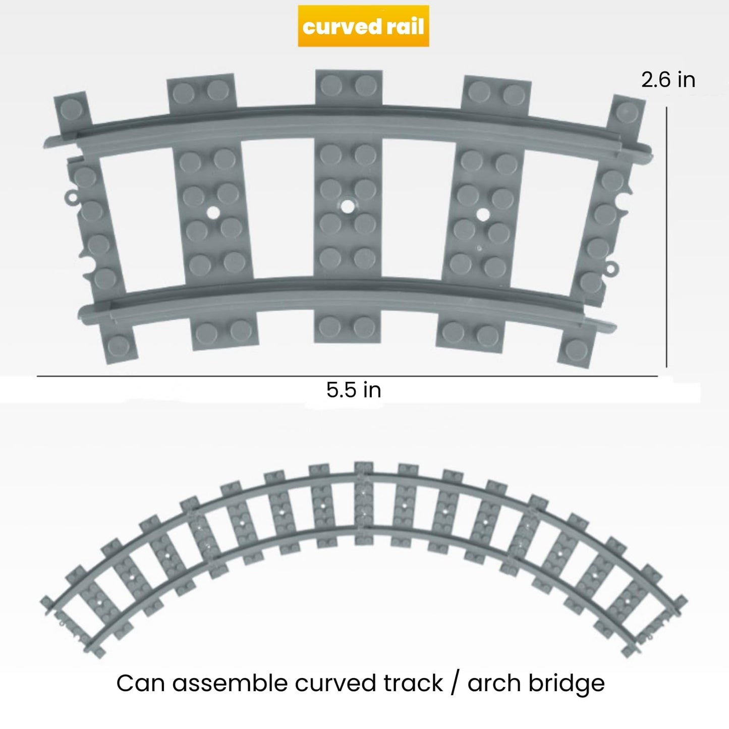Finger Rock City Train Tracks Building Block Set, 212 Pcs Flexible Rails Train Track Railroad Expansion Accessory Set, Uphill and Downhill, Straight