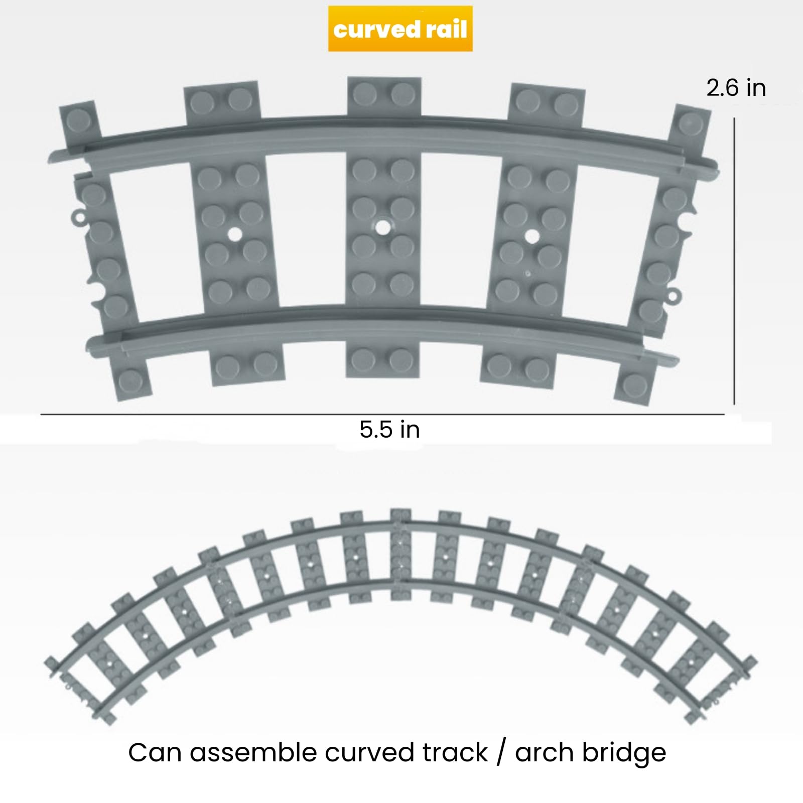 Finger Rock City Train Tracks Building Block Set, 212 Pcs Flexible Rails Train Track Railroad Expansion Accessory Set, Uphill and Downhill, Straight