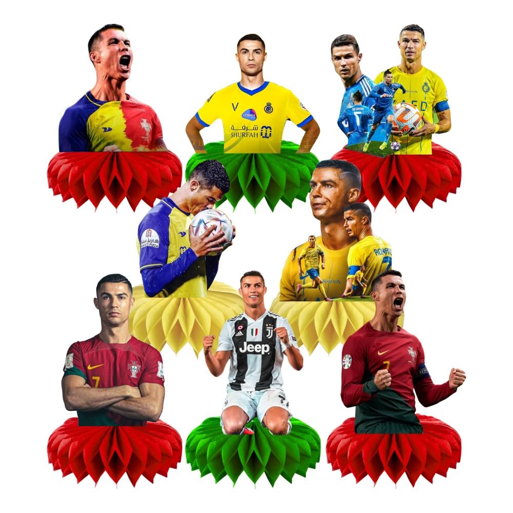 8Pcs Soccer Honeycomb Table Centerpiece Soccer Birthday Party Supplies Table Decorations for Kids Party Decorations