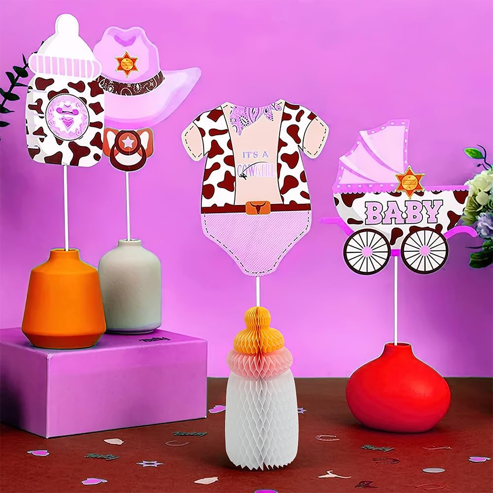 Fun Express Baby Bottles Honeycomb Centerpiece - Adorable Party Decor for Baby Showers Gender Reveals and Special Occasions - Perfect for Table