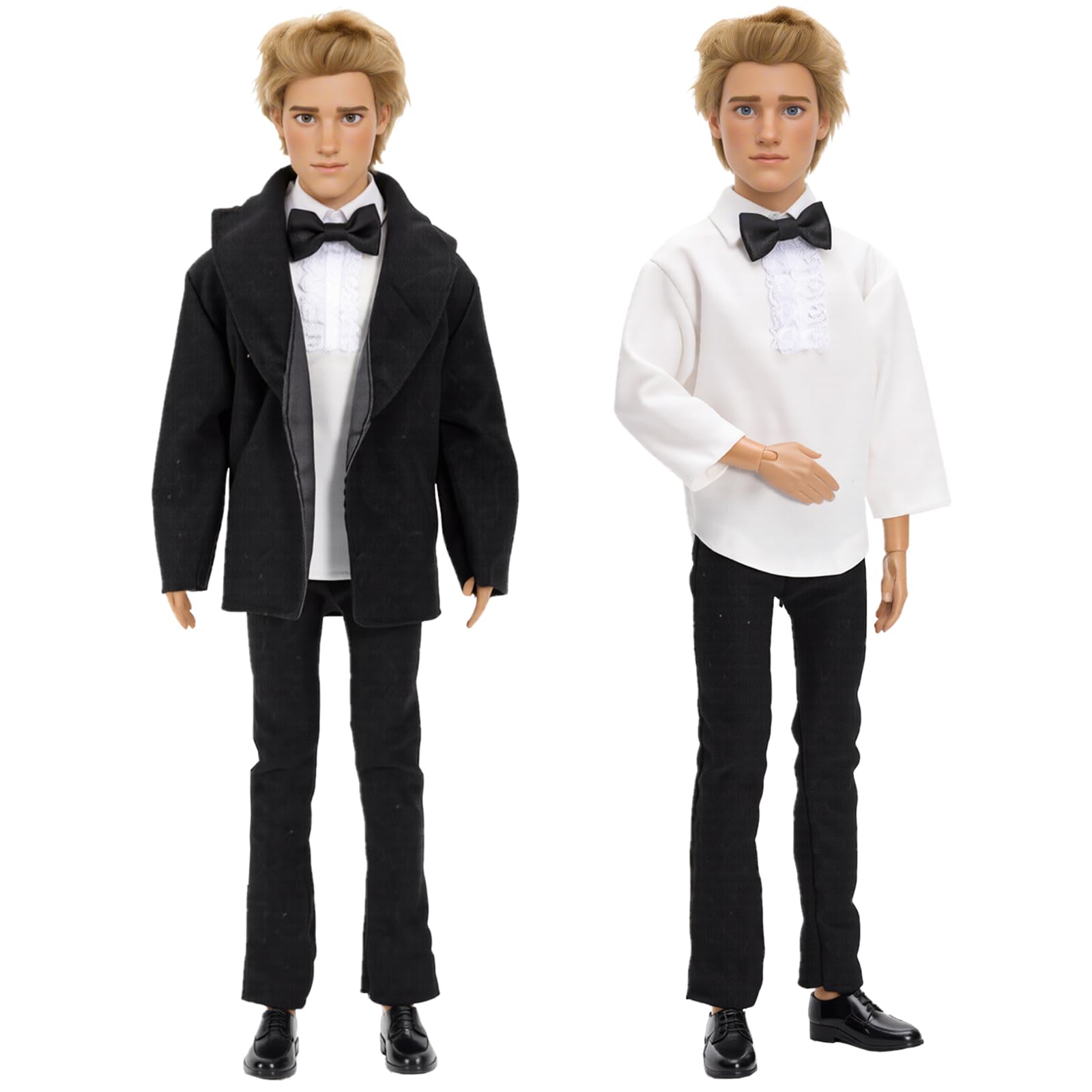 BARWA Wedding Set White Wedding Dress with Veil and Formal Suit Outfit for Boy & Girl Dolls