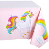 BLUE PANDA Unicorn Tablecloths - 3-Pack, 54 x 108 in, Pink & White Rectangular Plastic Disposable - Birthday Decoration & Rainbow Unicorn Party Table