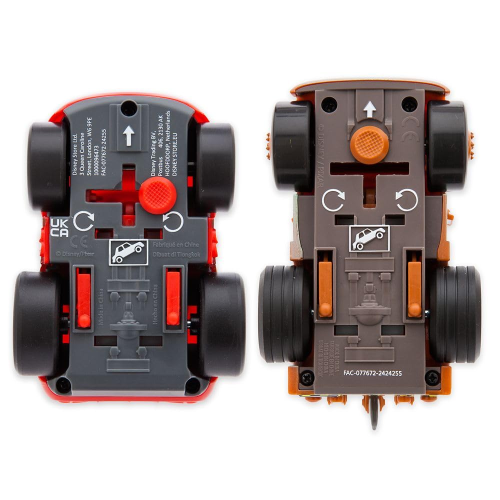 Disney Store Official Lightning McQueen and Tow Mater Pullback Stunt Vehicles Set - Pull Back Toys, 4 Tricks - Super Speed, Wheelie, Spin Right/Left