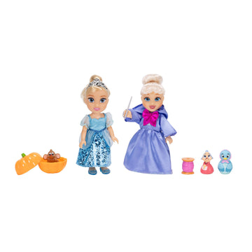 Disney Princess Cinderella & Fairy Godmother Petite Doll Playset Fashion Dolls, Complete with 5 Points of Articulation Dolls Can Be Posed in Many
