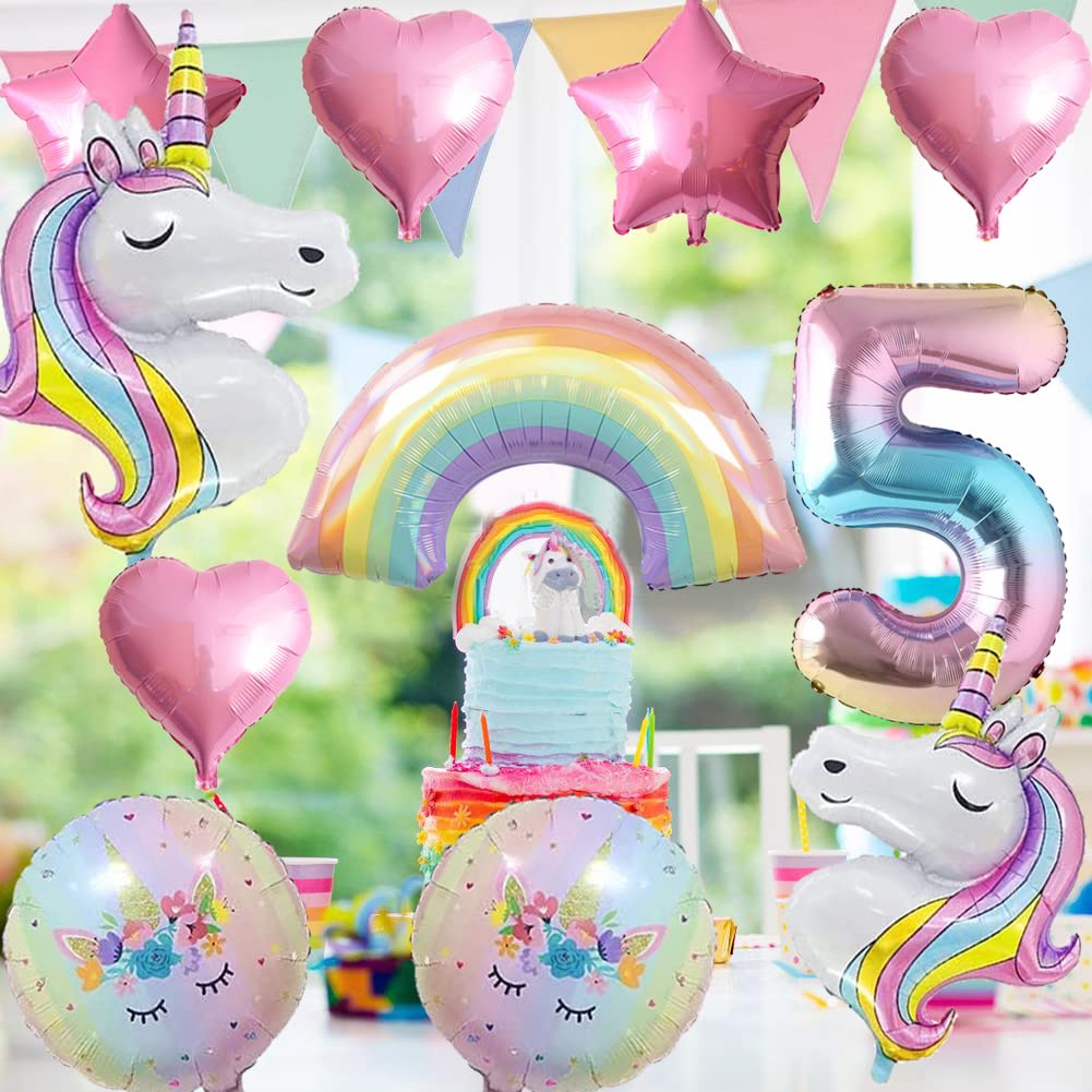 Unicorn Balloons Unicorn Birthday Party Decorations for Girls Foil Balloons Set Macaron and Rainbow Balloon Wedding Baby Shower Party Supplie (number