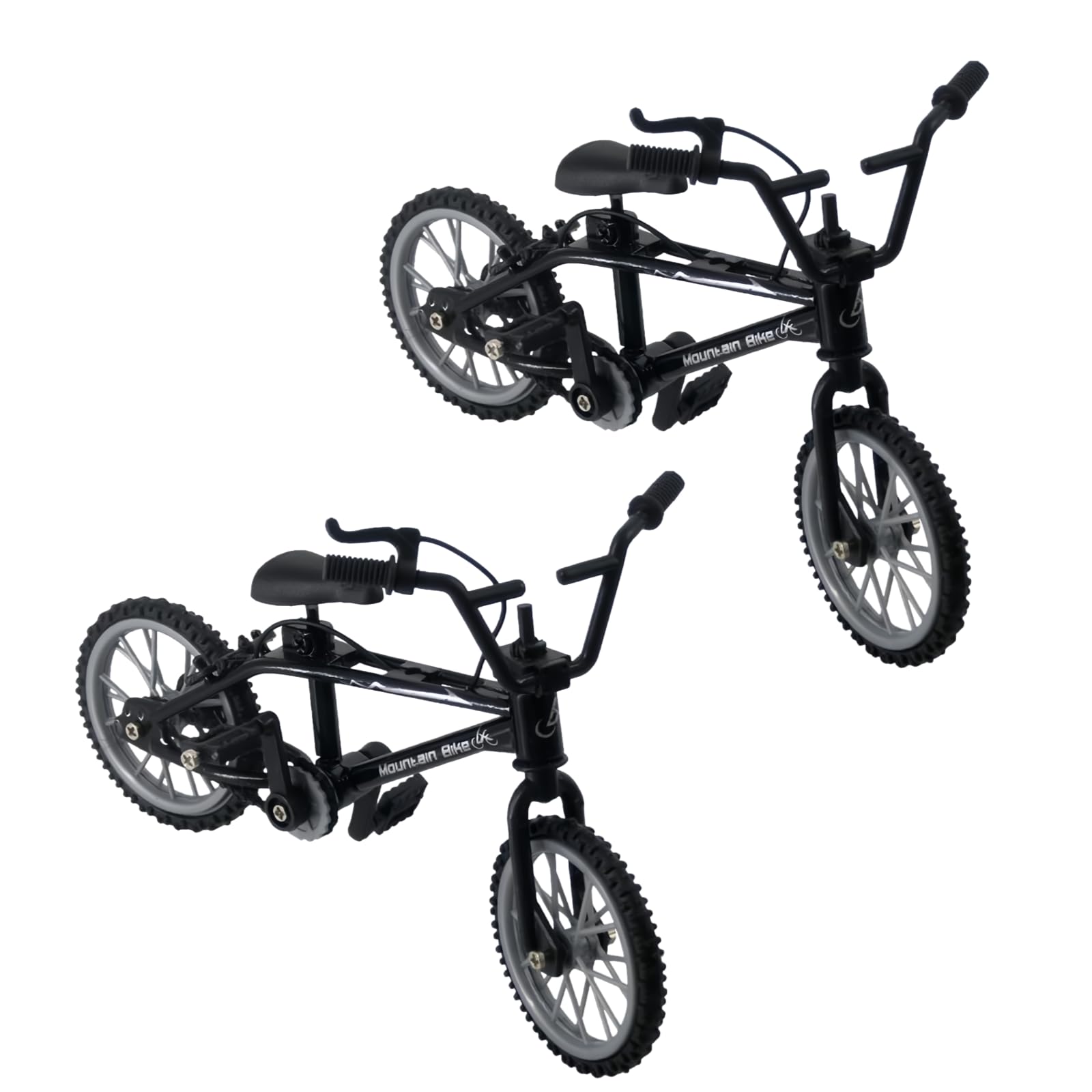 Wentoenapp 2Pcs Black 1/18 Diecast Bike Action Figure Toy, Mini Finger Mountain Bike Bicycle Art Crafts Desktop Decor Finger Bikes