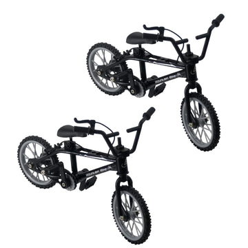 Wentoenapp 2Pcs Black 1/18 Diecast Bike Action Figure Toy, Mini Finger Mountain Bike Bicycle Art Crafts Desktop Decor Finger Bikes