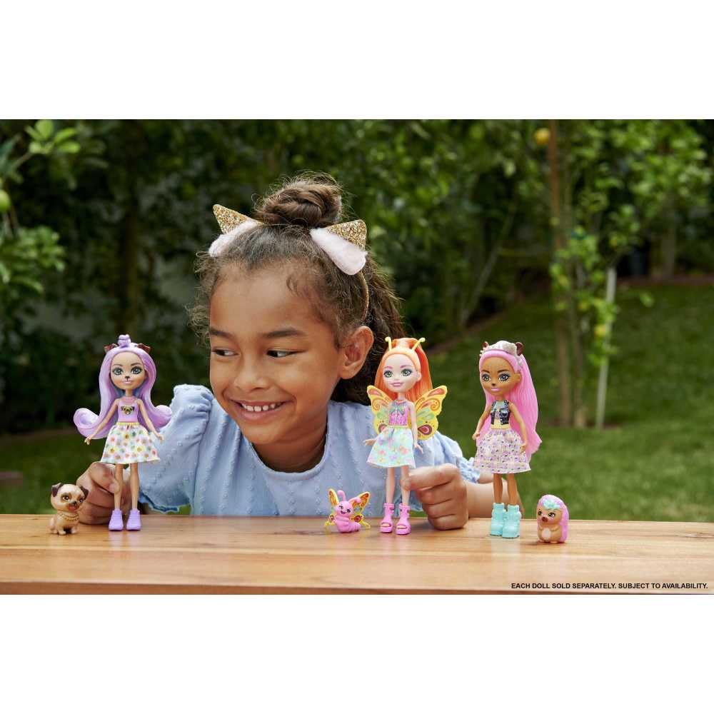 Enchantimals Dolls, City Tails Belisse Butterfly Doll and Dart Animal Friend, Small Doll with Removable Skirt and Accessories, Gifts for Kids, HKN12