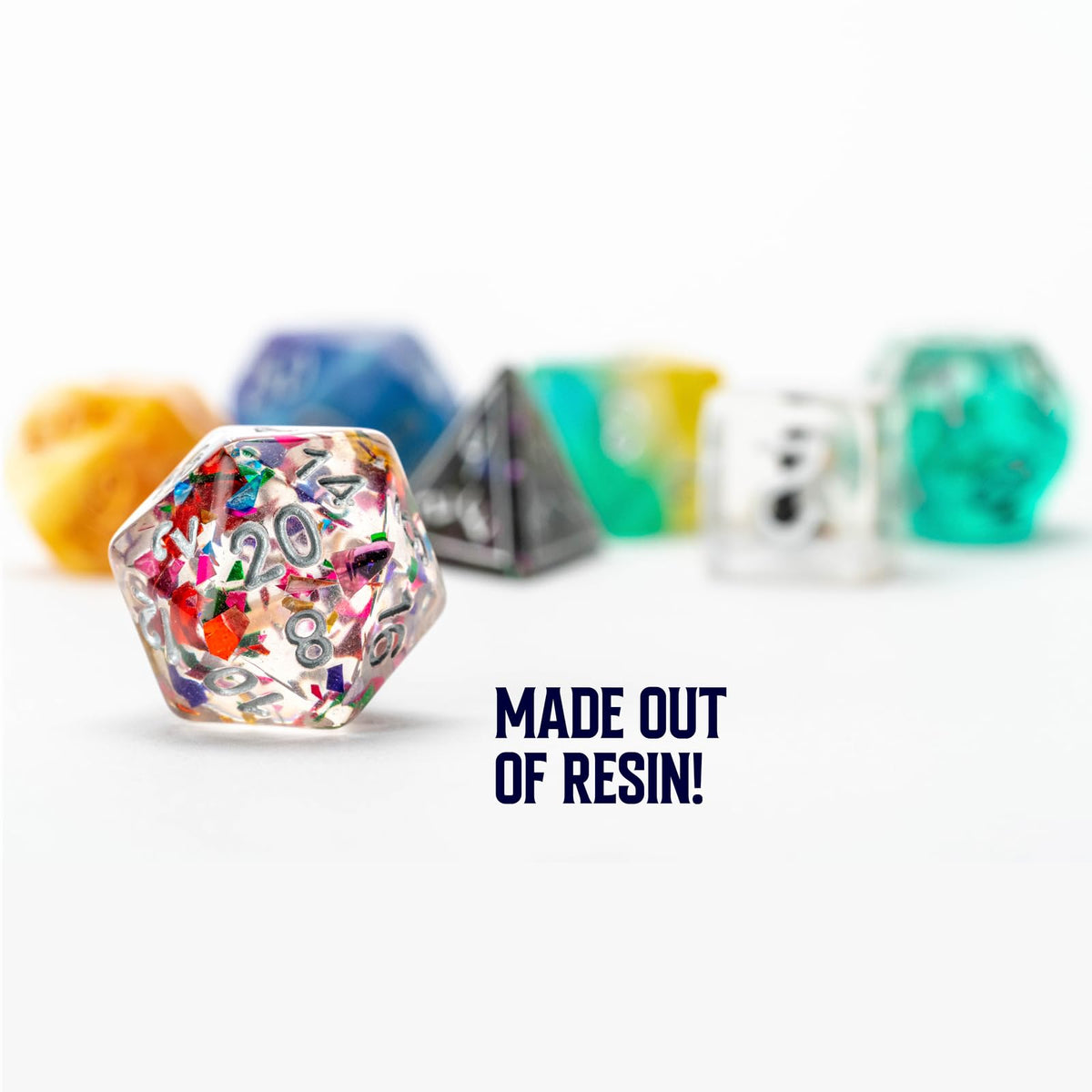 FanRoll Mystery Misfit Resin Polyhedral Dice Set, 7 Dice