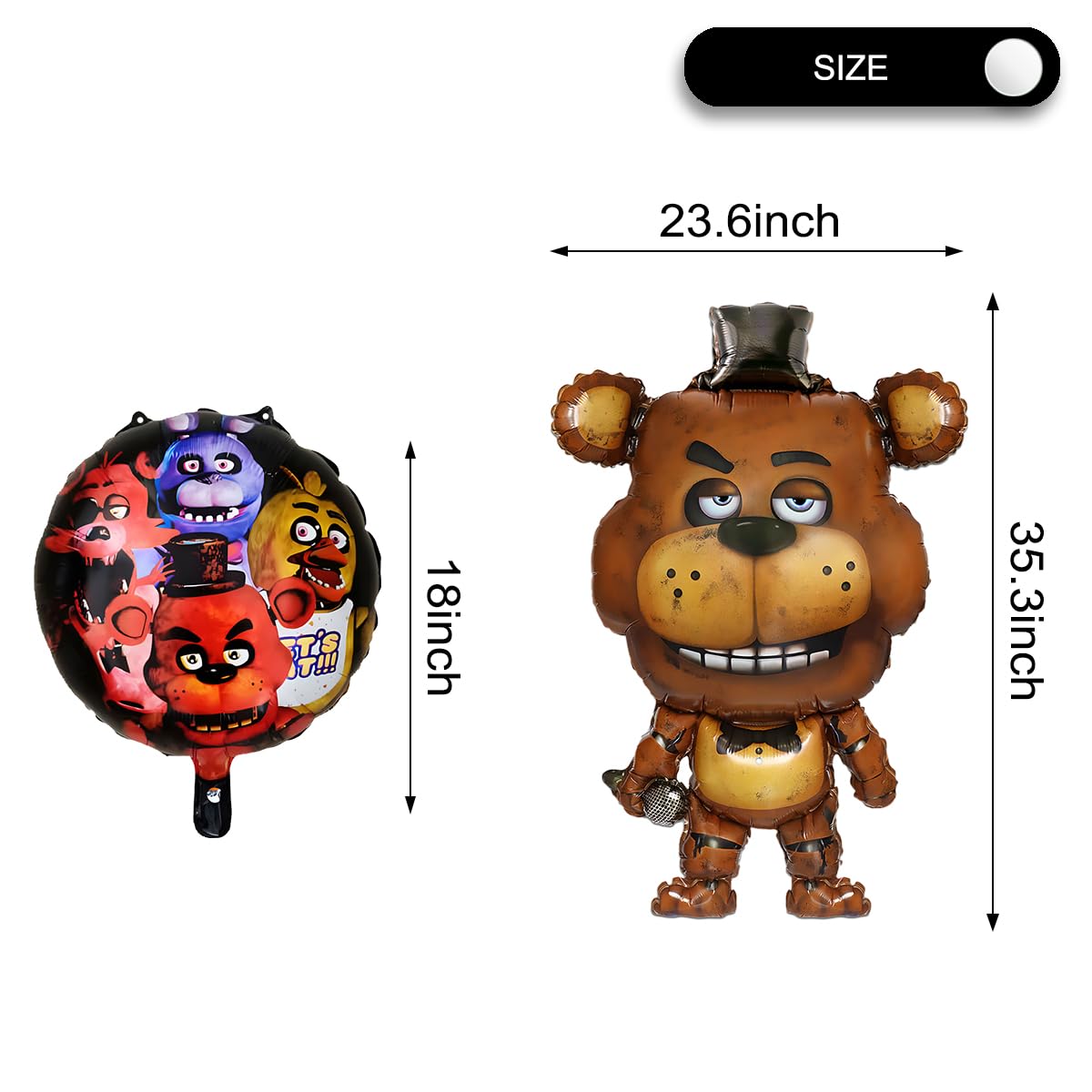 GeRRiT 5pc Birthday Party Foil Balloons For Five Nights at Freddy's Party Decorate Supplies For Five Nights at Freddy's