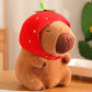 Sebil Capybara Plush Stuffed Animal with Turtle Backpack for Kids Adults Birthdays Valentines Gift (Strawberry)
