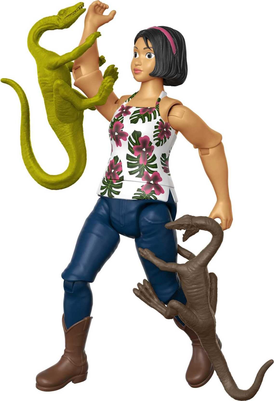 Mattel Jurassic World Camp Cretaceous Human & Dino Action Figure Pack with Sammy & Velociraptor Figures, Plus 2 Compys Smaller Dinosaurs, Collectible