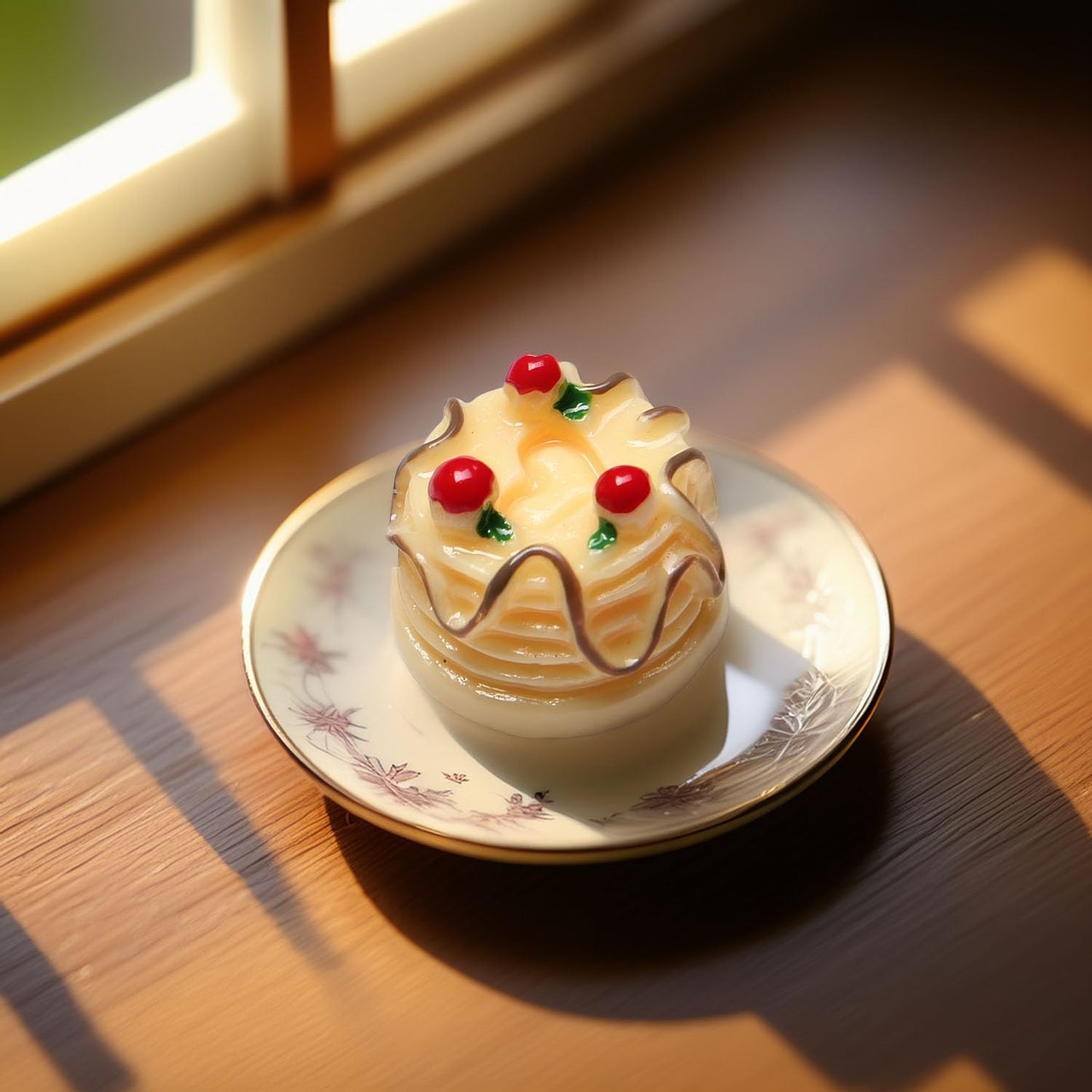 10 PCS Miniature Cakes Set, Realistic Resin Layer Cake Models with Cherry Topping for Dollhouse Bakery Accessories, 1:12 Scale Fake Food for Diorama &