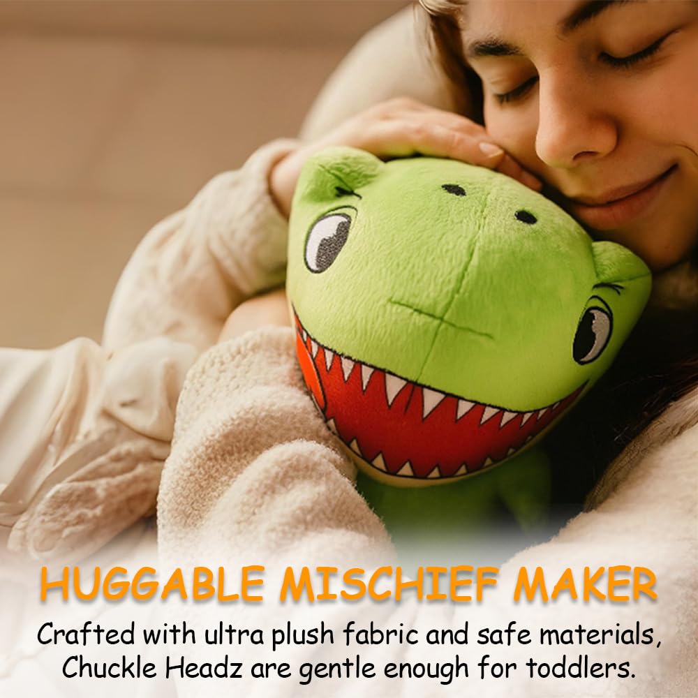ChuckleHeadz T-Rex Dinosaur Plush Toy - Funny Interactive Animal Plushie with Silly Giggling, Laughing, and Farting Sounds, Hilarious Prank Gag Gift