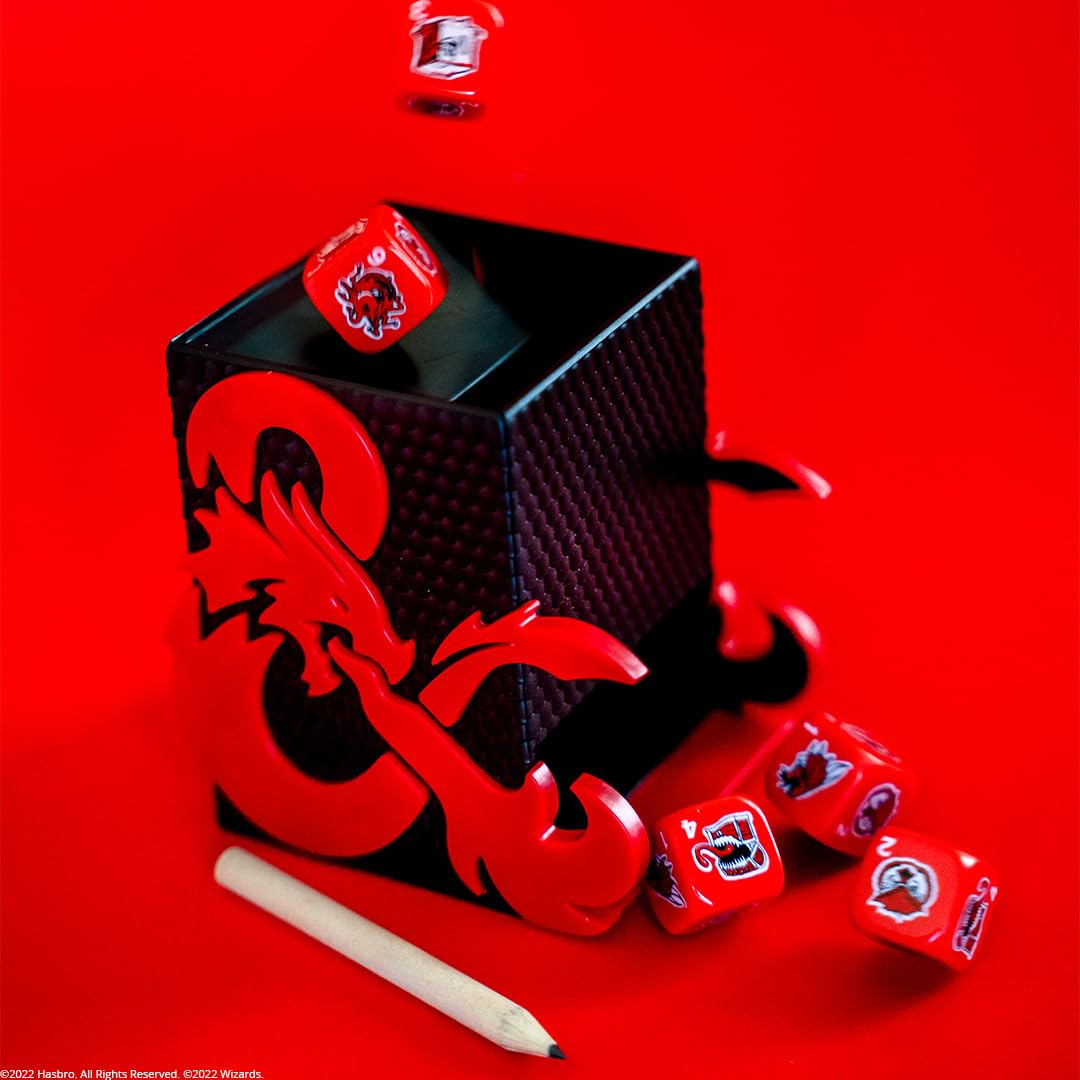 YAHTZEE: Dungeons & Dragons | Collectible Dice Tower | Dice Featuring Dragon, Owl Bear, Gelatinous Cube, Mimic, Mind Flayer, and Beholder |