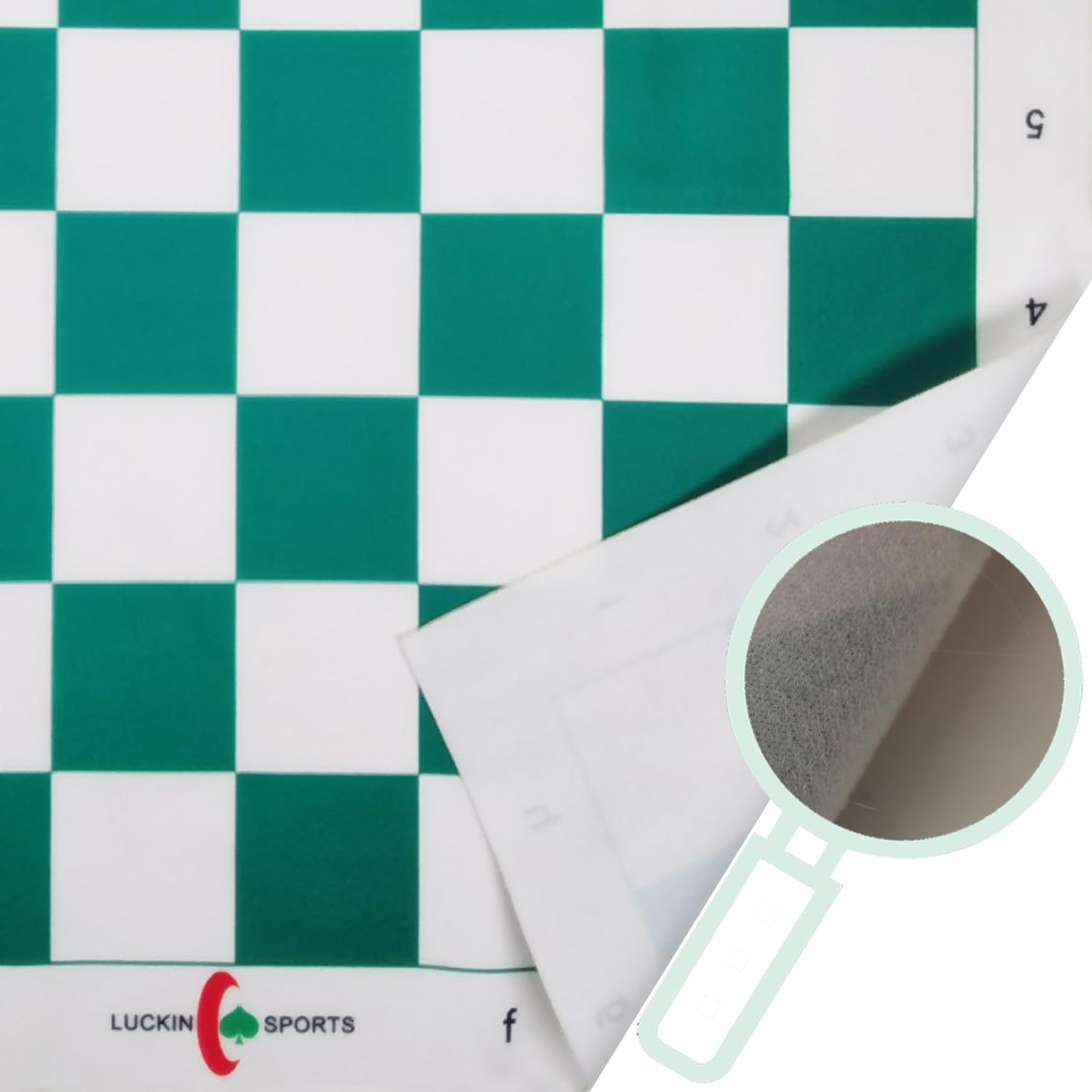 LUCKIN SPORTS Standard Professional Tournament Chessboard, 20" x 20" in Size with 2.25" Squares. 100% Durable Felt Fabric. Waterproof and Stain