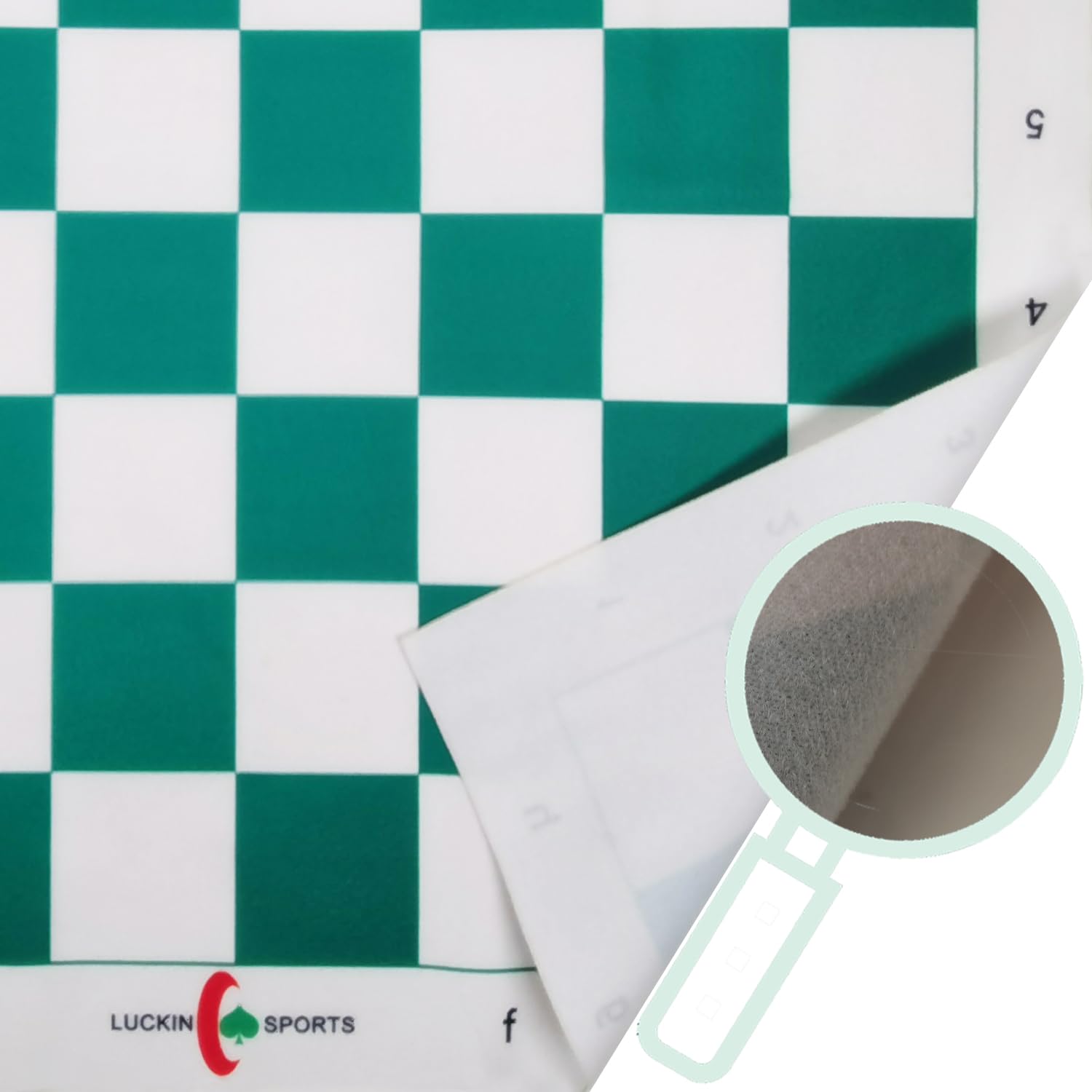 LUCKIN SPORTS Standard Professional Tournament Chessboard, 20" x 20" in Size with 2.25" Squares. 100% Durable Felt Fabric. Waterproof and Stain