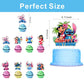 25 Pcs Cake Topper and Cupcake Toppers Set Birthday Party Supplies for Cartoon Blue Themed Birthday Decorations