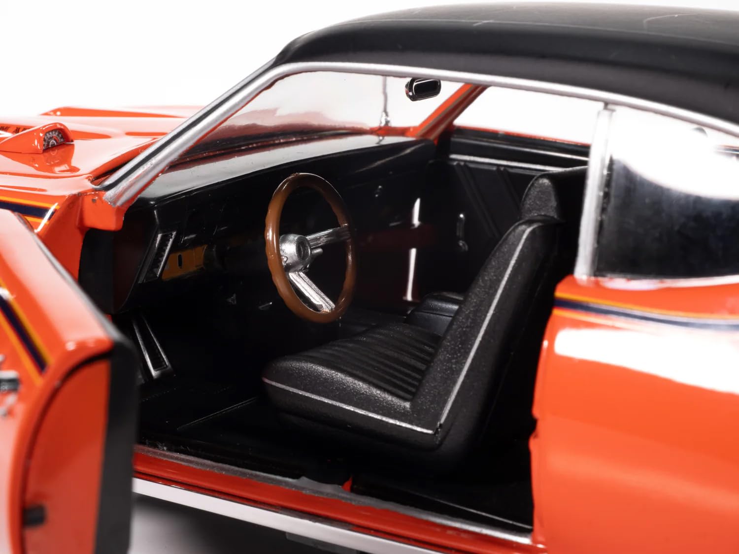 1969 GTO Judge Carousel Red with Black Stripes and Black Vinyl Top Mecum Auctions American Muscle Series 1/18 Diecast Model Car by Auto World AMM1351