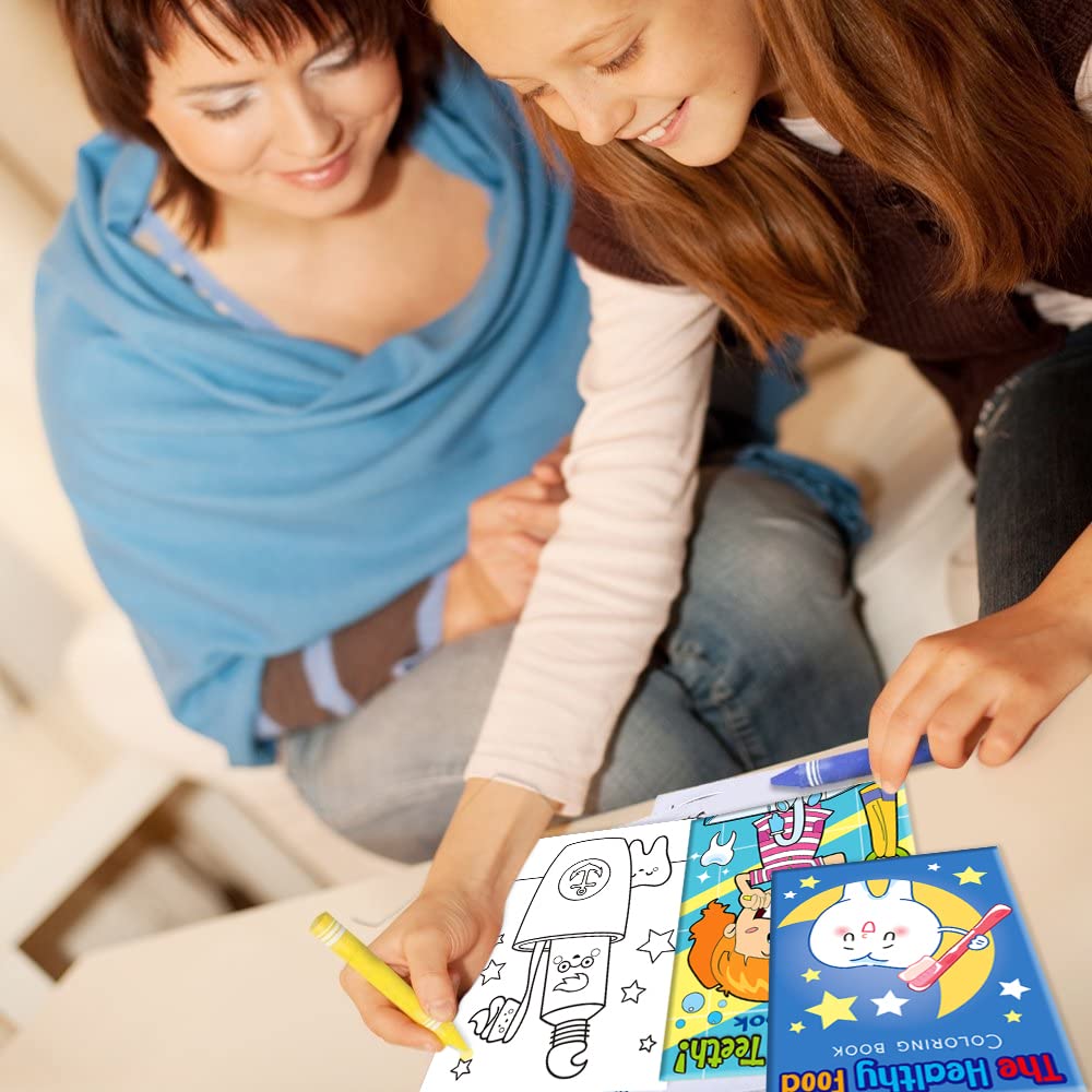 ArtCreativity Dental Coloring Book Kit for Kids - Includes 12 Mini Coloring Books and 12 Boxes of 4 Crayons Each - Fun Birthday Party Favors, Party