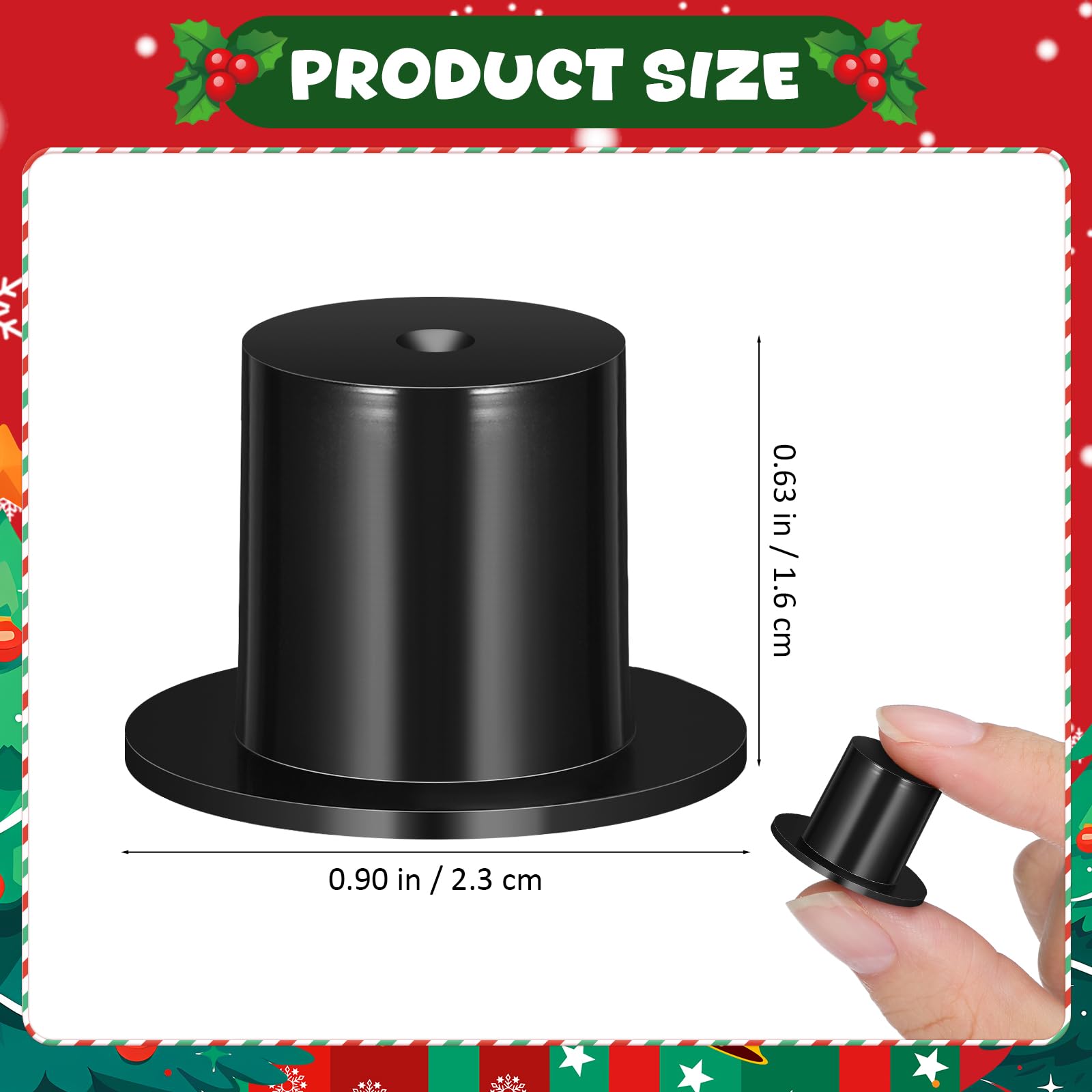 STOBOK 100Pcs Mini Black Top Hats: Plastic Small DIY Craft Magician Hats for Snowman Decorating, Christmas Party Supplies, Cupcake Toppers, Dollhouse