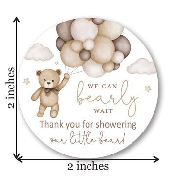 2-Inch Round Boho Bear Balloons Baby Shower Thank You Favor Stickers - Set of 40 (Gender Neutral)