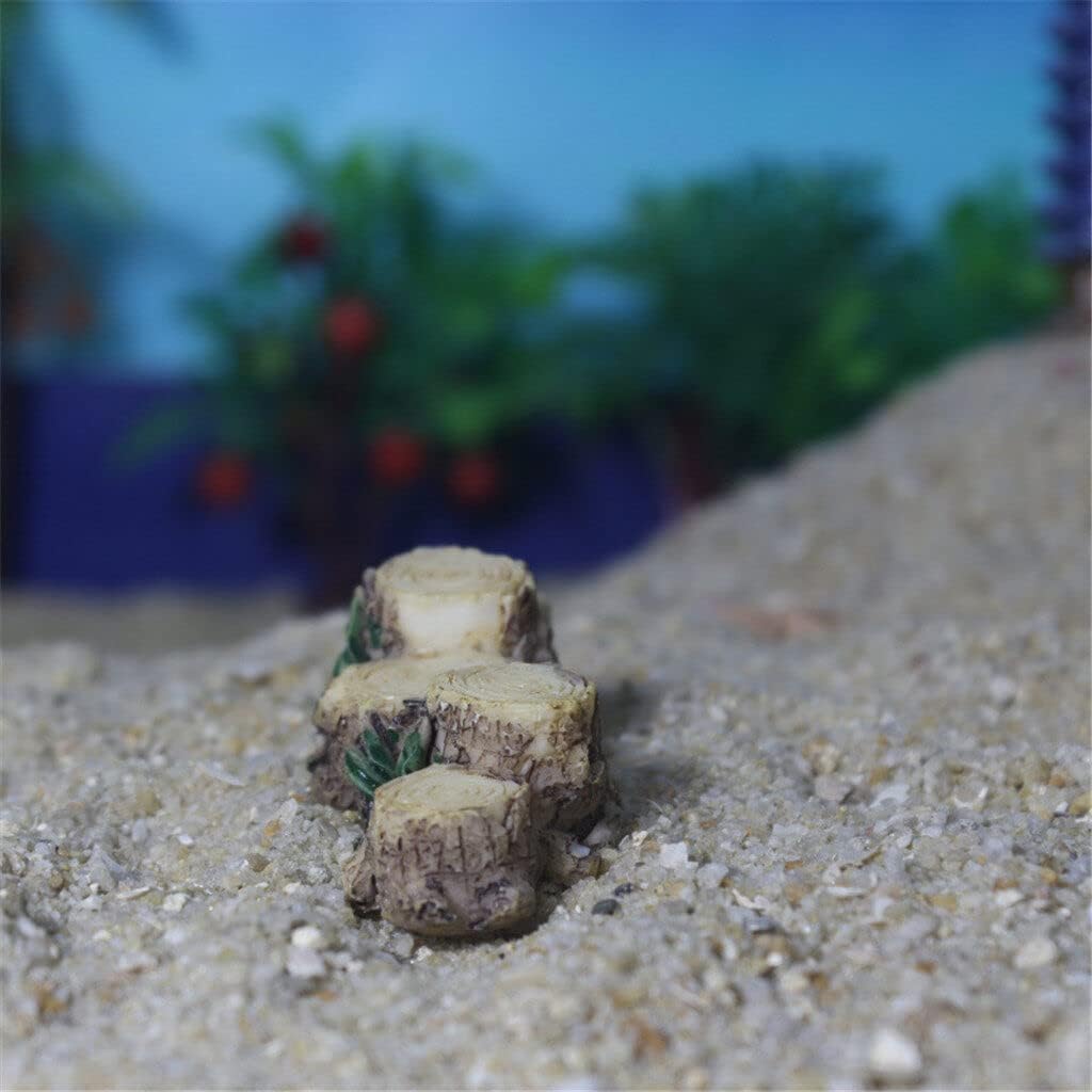 2Pcs Miniature Resin Stump Micro Landscape Fairy Garden Ornament Mini Doll House Outdoor Landscape Decor Outdoor Statues Garden Sculptures Outdoor