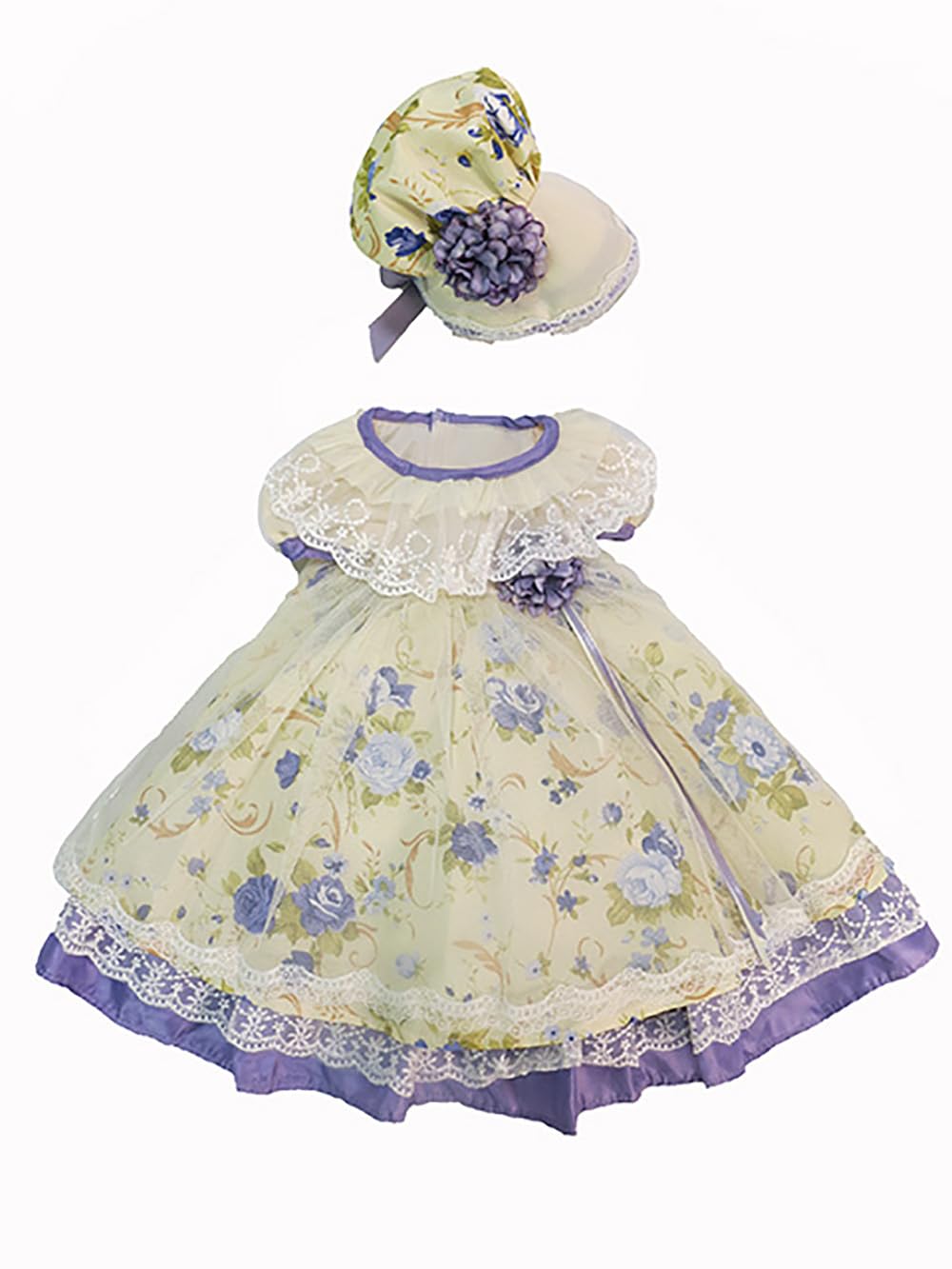 American Fashion World Purple Colonial Dress with Bonnet for 18 Inch Dolls - Historical Doll Outfit