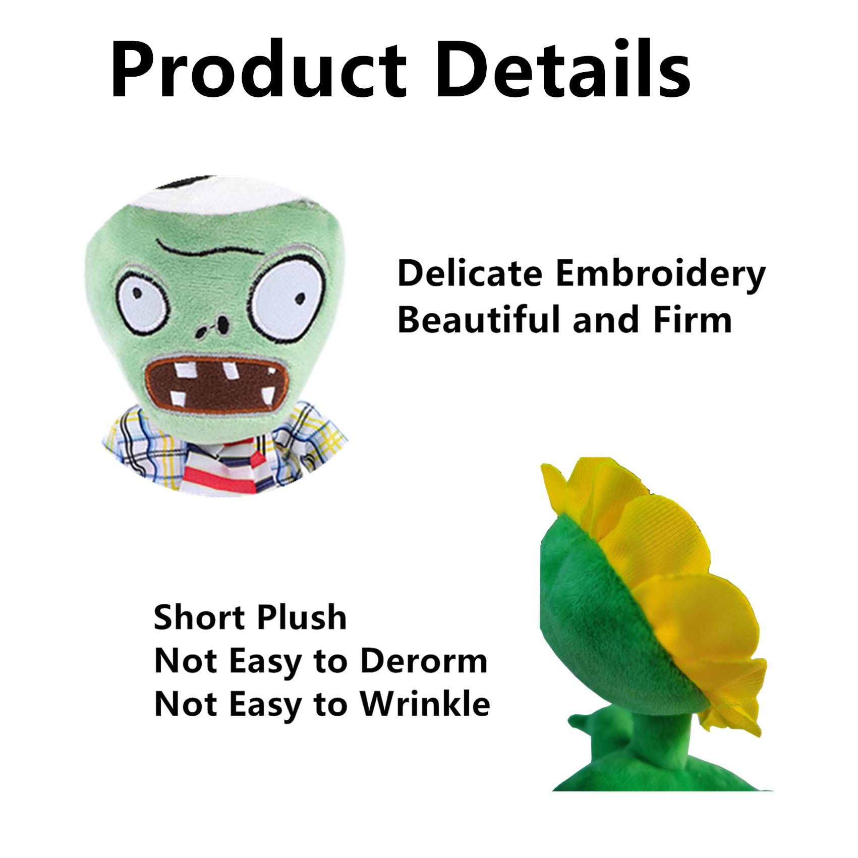 JHESAO 6 PCS PVZ Plushies Plants and Zombies Plush Random Different Types Toys Normal Zombies PVZ Plush 1 2 Stuffed Soft Doll New