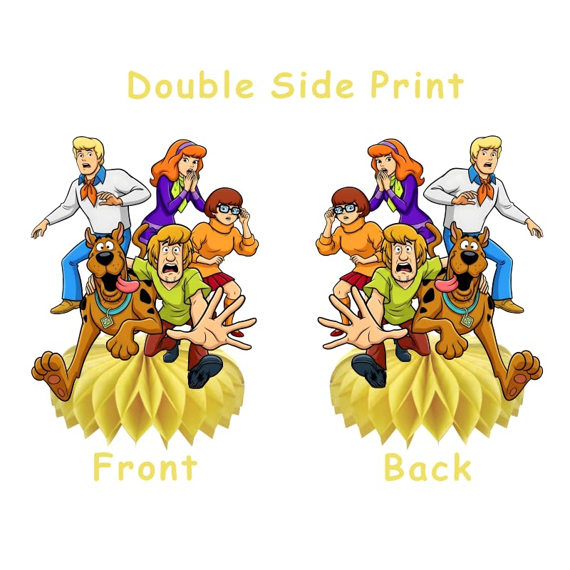 8Pcs Scooby Dog Honeycomb Table Centerpiece Scooby Dog Birthday Party Supplies Table Decorations for Kids Party Decorations