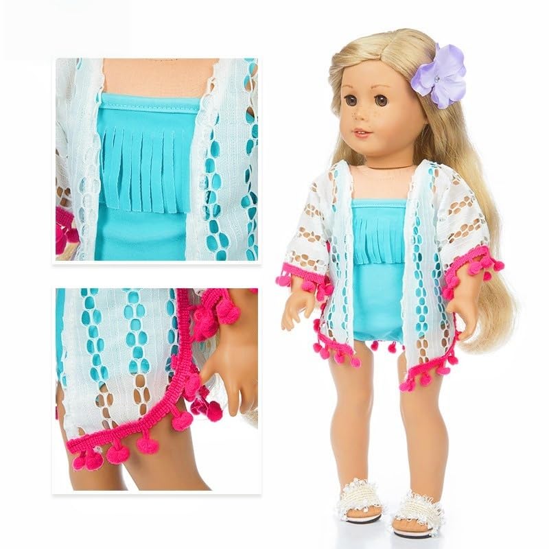 18 Inch American Doll Accessories, Fashion Doll Swimming Play Sets for American 18 Inch Girl Including Clothes Swimsuit Sunglasses Phone Shoes
