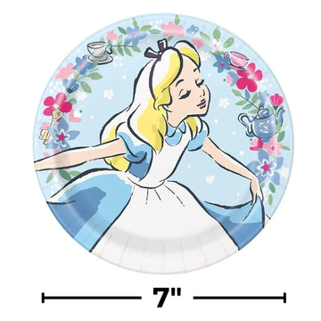 Disney Alice in Wonderland Dinner Plates 9" - Pack of 8 - Vibrant Round Multicolored Paper Plates, Perfect for Kids Parties & Celebrations