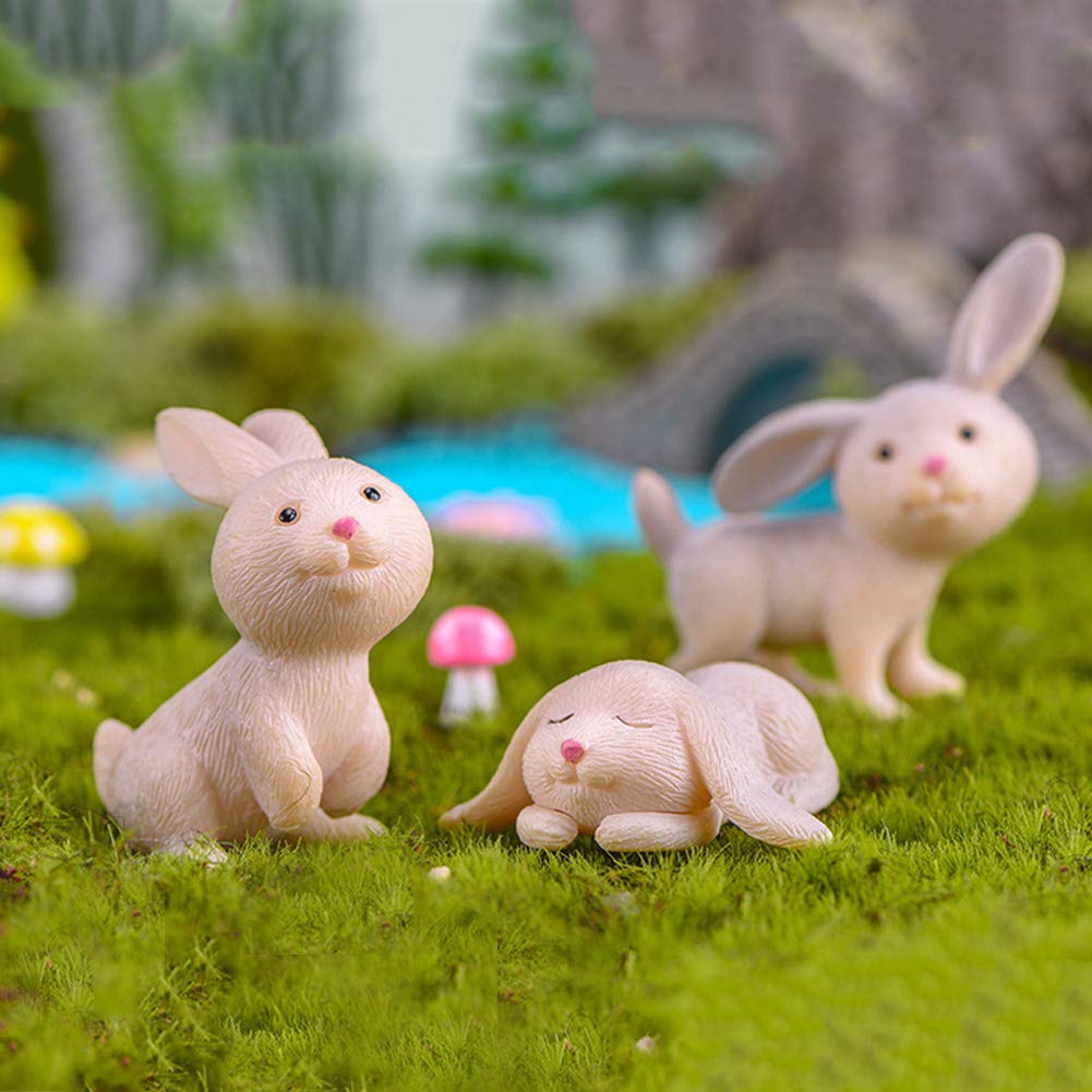 7 Pcs Rabbit Figures for Kids, Animal Toys Set Cake Toppers, Rabbit Fairy Garden Miniature Figurines Collection Playset for Christmas Birthday Gift