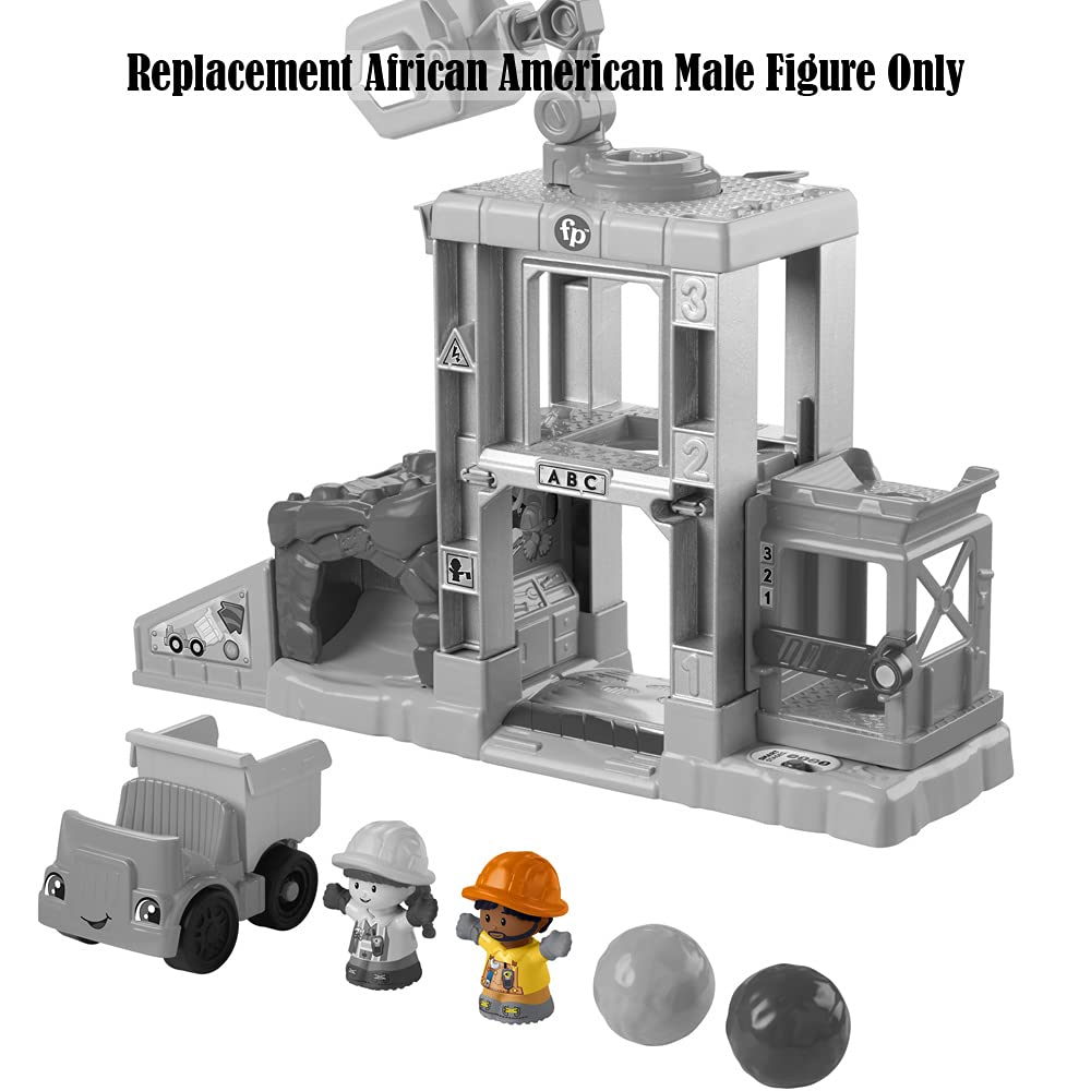 Fisher-Price Replacement African-American Male Figure Little People Load Up and Learn Construction Site - GWD30, Orange, Yellow, Brown