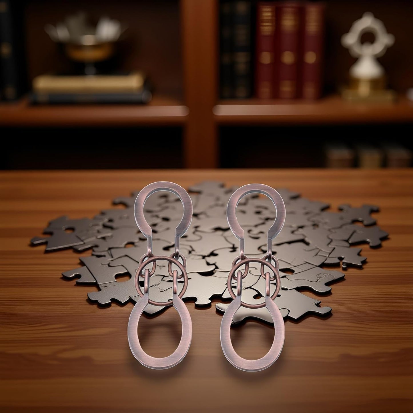 2Pcs Red Copper Lock Puzzle Metal Ring Solution Intellectual Deduction Unlock Puzzle Brain Tease Unlock Horseshoe Buckle Gift, Assembly
