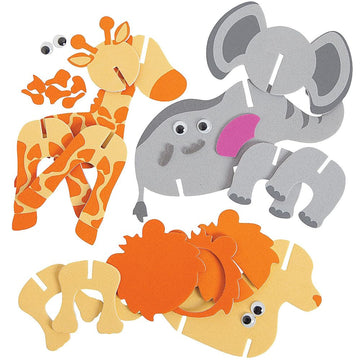 Fun Express 3-D Foam Safari Animals Ck - VBS Vacation Bible School Supplies/Decor - Crafts for Kids and Fun Home Activities