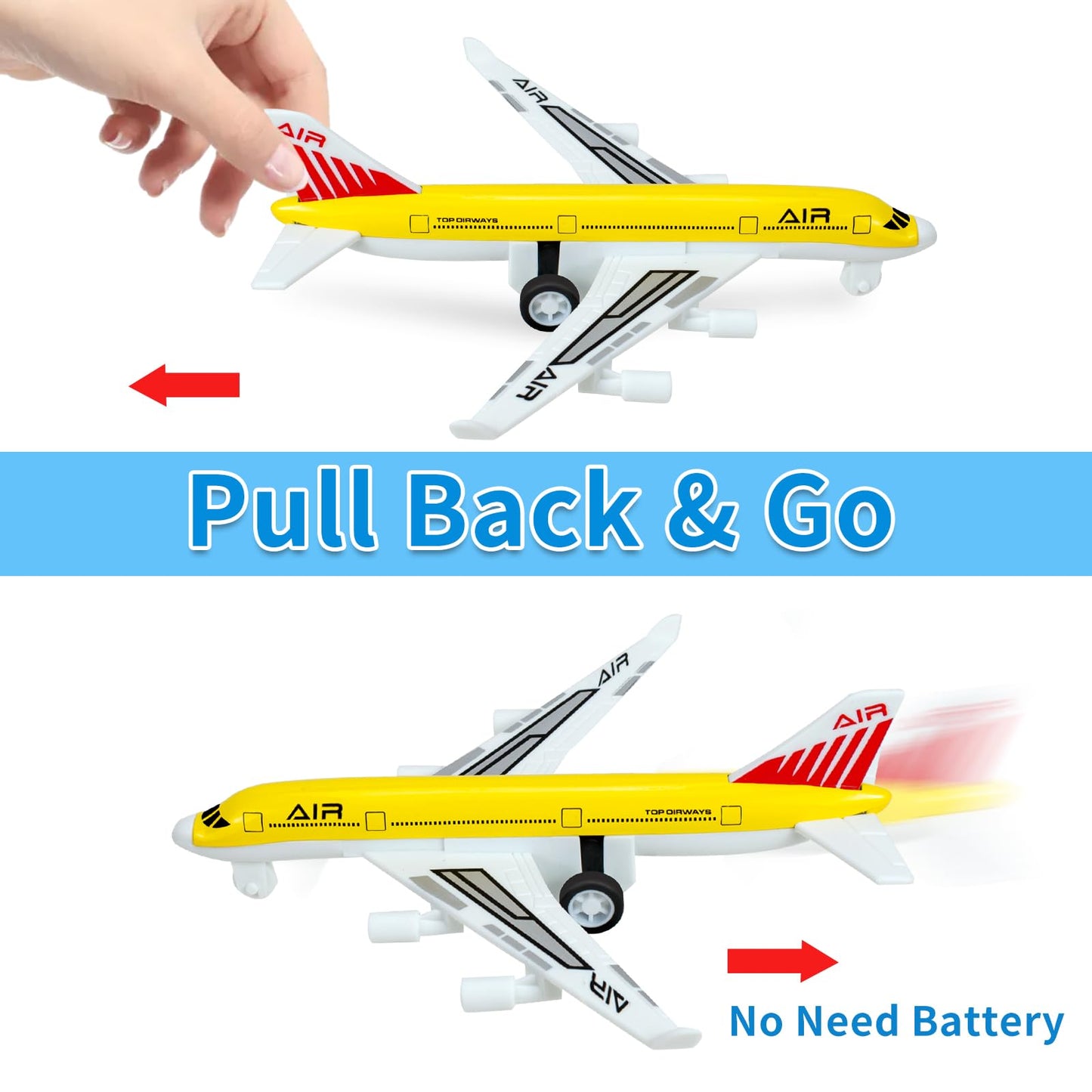 QUANA Toy Airplanes 2 Pack Diecast Plane Model Pull Back Airplane Toys for 3 4 5 6 7 Years Old Boys, Alloy Aircraft Kids Play Vehicles Aeroplane