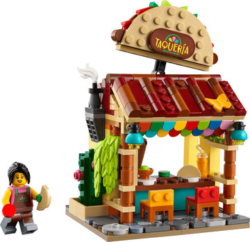 LEGO Restaurants of the World Mexico - 327-Piece Taco Shop Taqueria Building Set, Minifigure & Cactus, Collectible Food Display Model Gift - 40907