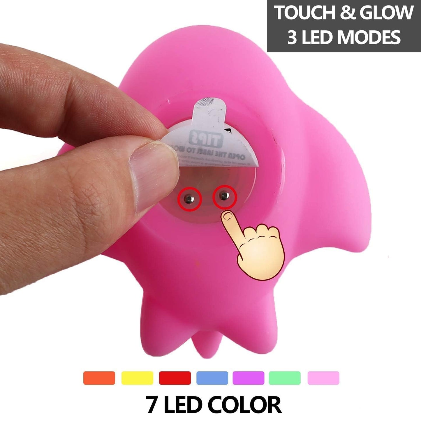 6 Packs No Hole Boat Bath Toy Set, Light up Changing Color in Water, Floating Rubber Bathtub Toys for Baby Toddler Infant Boy Girl Kid Play, Led