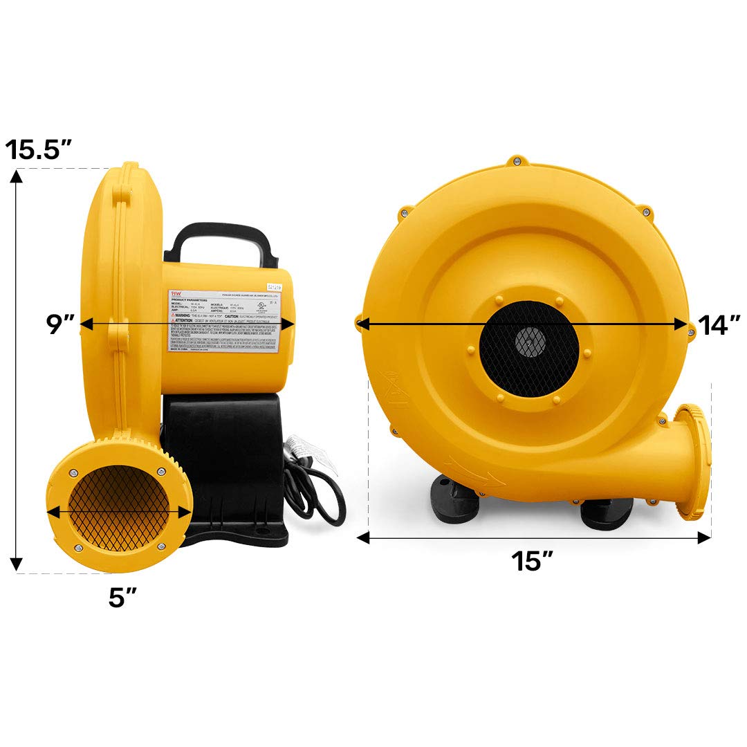 REH 0.75HP 750W Bounce House Blower Fan for Inflatable Bouncy Castles, Compact 6.5 Amp Air Blower Fan for Bouncy House for Kids