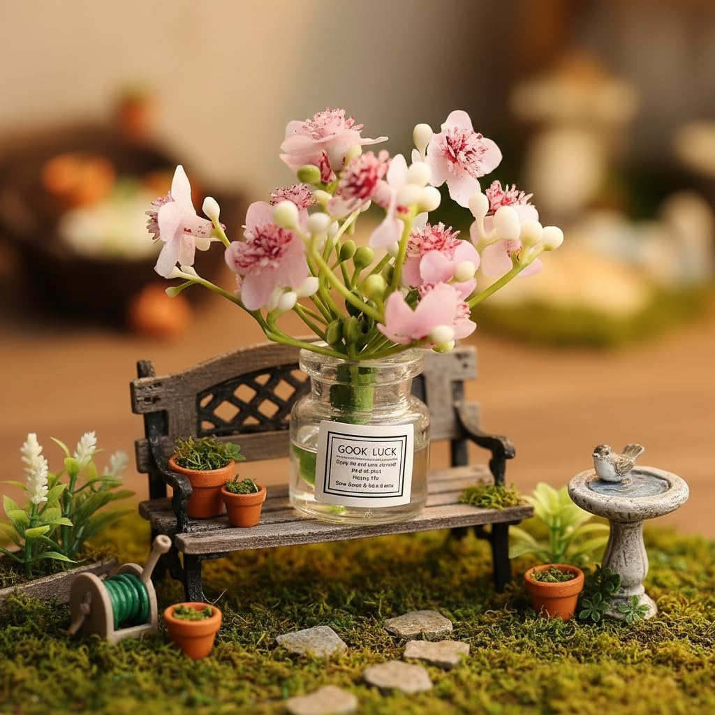 1Pc Miniature Flowers in Vase Set - 16 Scale Dollhouse Décor with Realistic Details, Tiny Floral Arrangements for Micro Landscape, Train Platform