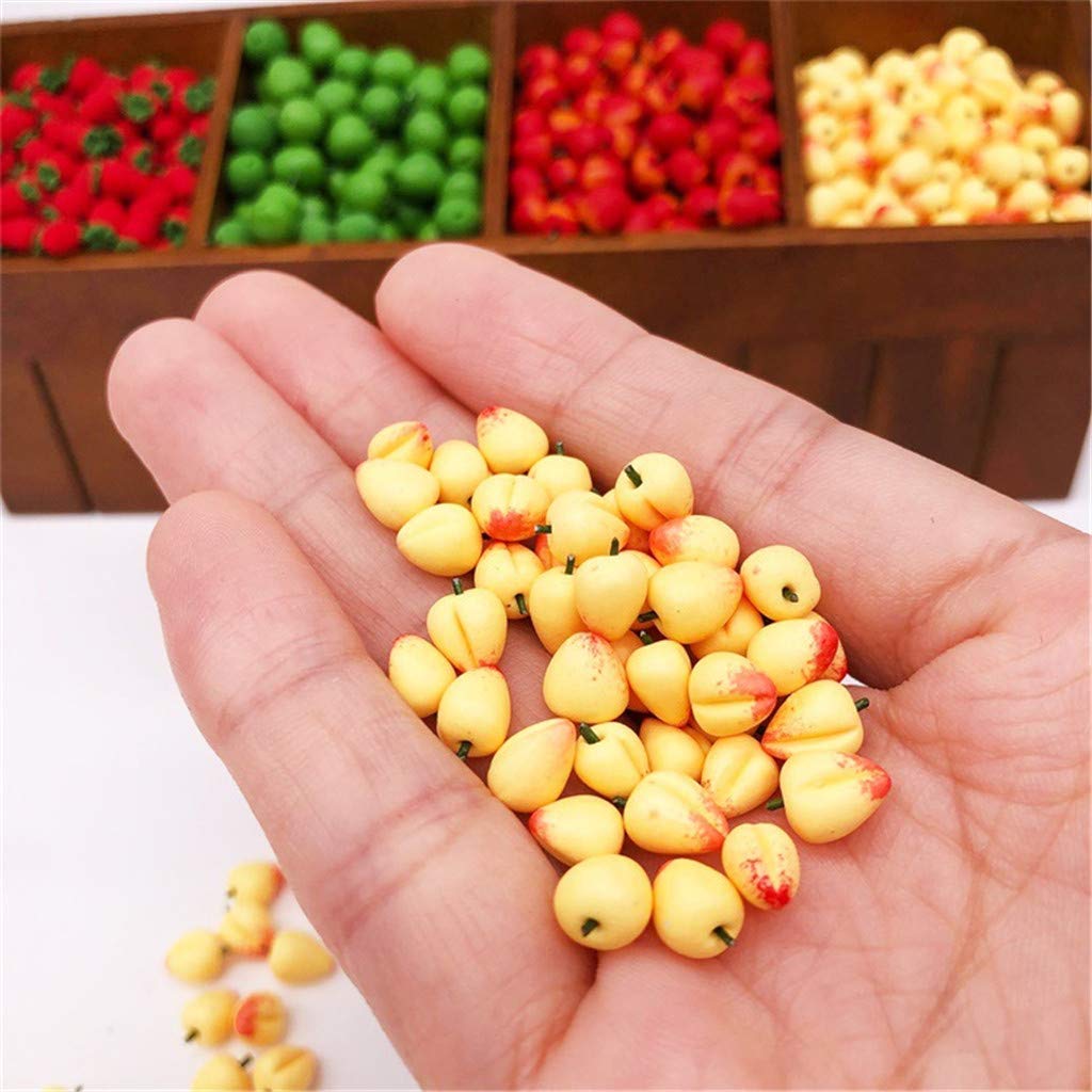 SXFSE Dollhouse Decoration Accessories,10Pcs 1:12 Dollhouse Miniature Fruit Yellow Peach Kitchen Dining Model Play Toy