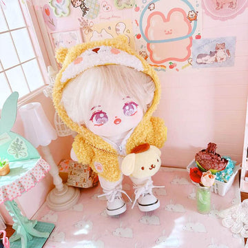 niannyyhouse 20cm Plushie Doll Clothes Corgi Jacket Hoodie 8in Doll Accessories (Yellow)