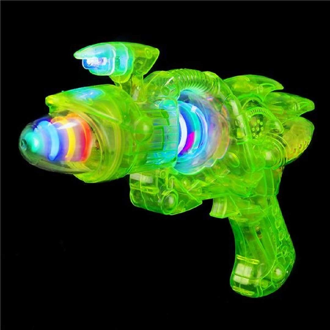 - 2 Pack - NEON Green Light-up Galaxy Space UV Glow Super Space Blaster Flash Gun (11") Noisy Blacklight Reactive Glow in Dark Space Blaster. Plastic